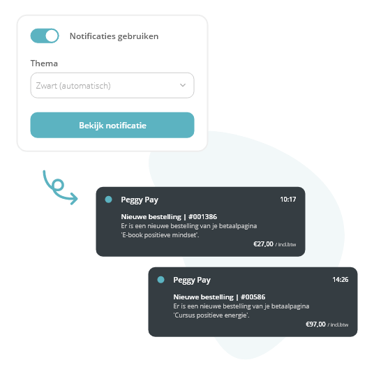 E-mailnotificatie na elke bestelling - Peggy Pay